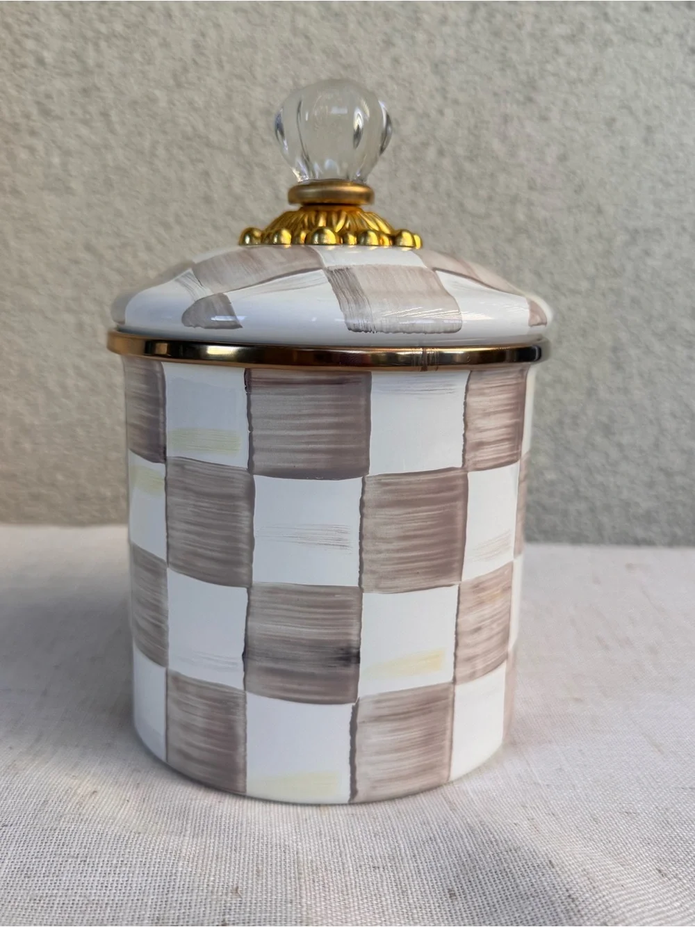 MACKENZIE-CHILDS Mocha Check Small Canister
